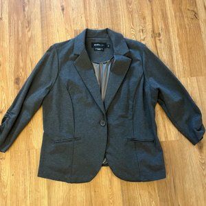 3/4 Sleeve Ponte Knit Blazer (1X) - Slate Gray